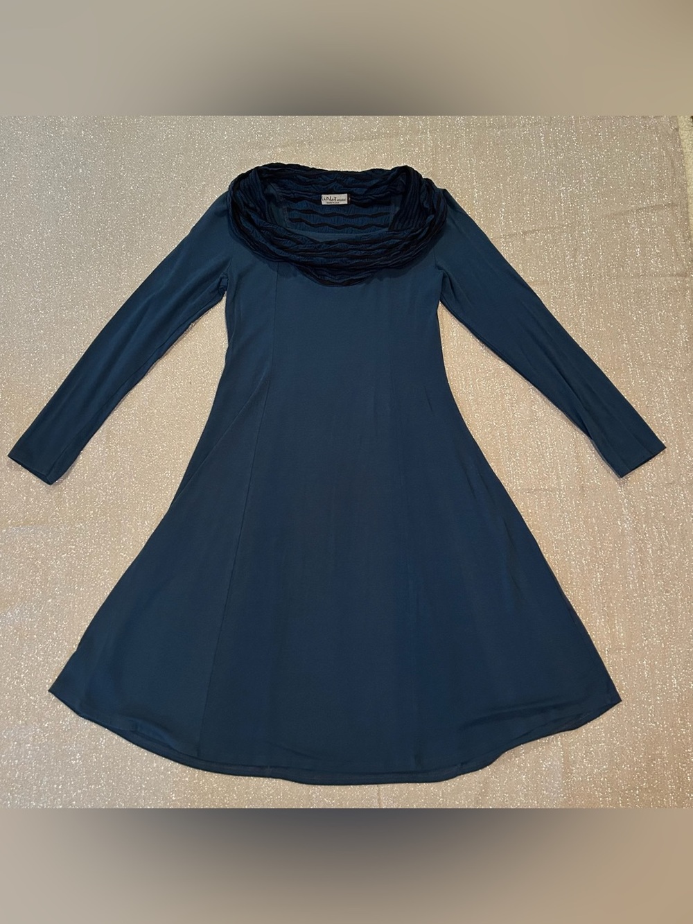 Chalet Blue Cowl Neck Dress, Size XS